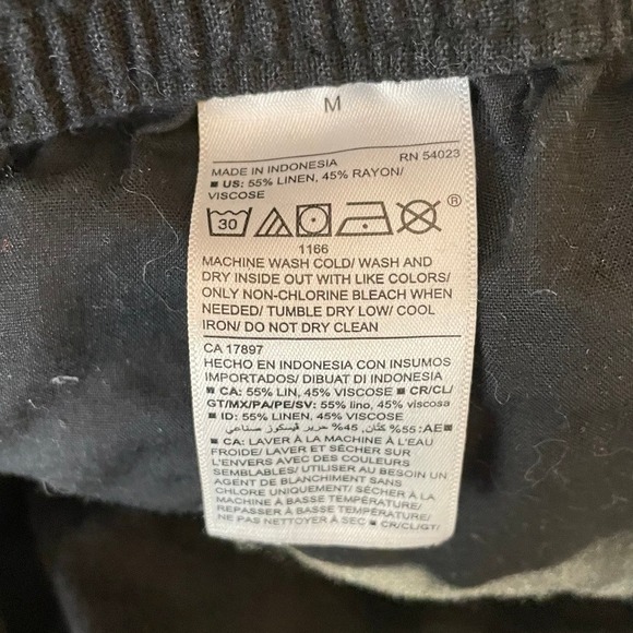 Old Navy Womens Medium Black Linen Blend Wide Leg Pull On Crop Pants‎ Minimalist - Picture 6 of 6